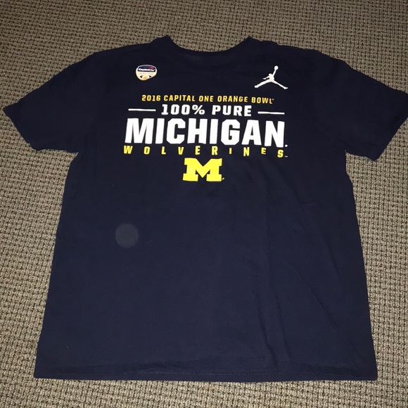 Jordan Other - Jordan Navy Blue Michigan Wolverines 2016 Orange Bowl Tee with Yellow Logo